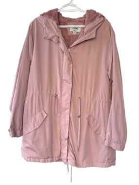 1 Sunset Lane lined anorak utility parka jacket dusty pink women's size L